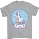 Christmas Unicorn Snow Globe Mens T-Shirt Cotton Gildan Sports Grey
