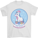Christmas Unicorn Snow Globe Mens T-Shirt Cotton Gildan White