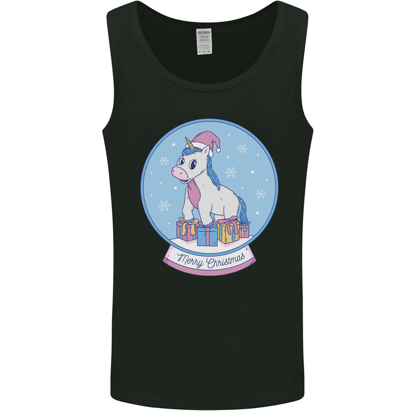 Christmas Unicorn Snow Globe Mens Vest Tank Top Black