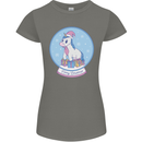 Christmas Unicorn Snow Globe Womens Petite Cut T-Shirt Charcoal