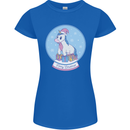 Christmas Unicorn Snow Globe Womens Petite Cut T-Shirt Royal Blue