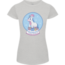 Christmas Unicorn Snow Globe Womens Petite Cut T-Shirt Sports Grey