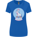 Christmas Unicorn Snow Globe Womens Wider Cut T-Shirt Royal Blue