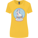 Christmas Unicorn Snow Globe Womens Wider Cut T-Shirt Yellow