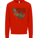 Christmas Velociraptors are Faster Dinosaur Kids Sweatshirt Jumper Bright Red