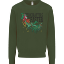 Christmas Velociraptors are Faster Dinosaur Kids Sweatshirt Jumper Forest Green