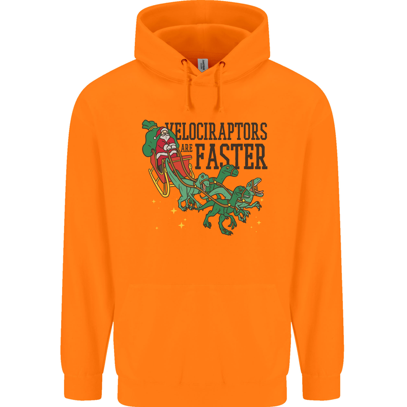 Christmas Velociraptors are Faster Dinosaur Mens 80% Cotton Hoodie Orange