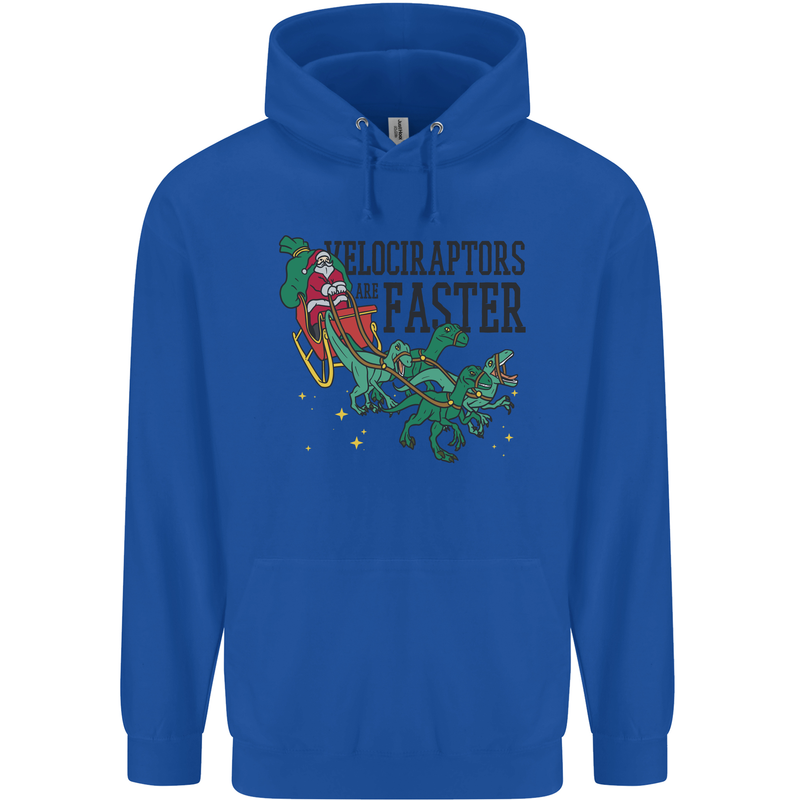 Christmas Velociraptors are Faster Dinosaur Mens 80% Cotton Hoodie Royal Blue