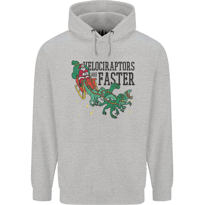 Christmas Velociraptors are Faster Dinosaur Mens 80% Cotton Hoodie Sports Grey
