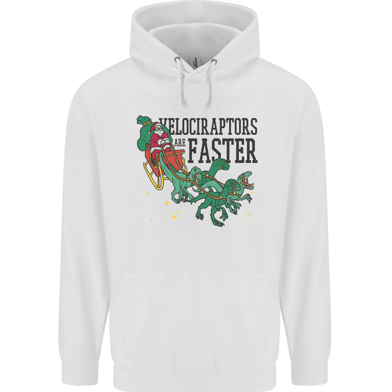 Christmas Velociraptors are Faster Dinosaur Mens 80% Cotton Hoodie White