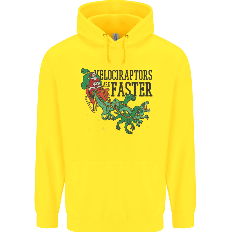 Christmas Velociraptors are Faster Dinosaur Mens 80% Cotton Hoodie Yellow