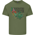 Christmas Velociraptors are Faster Dinosaur Mens Cotton T-Shirt Tee Top Military Green