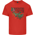 Christmas Velociraptors are Faster Dinosaur Mens Cotton T-Shirt Tee Top Red