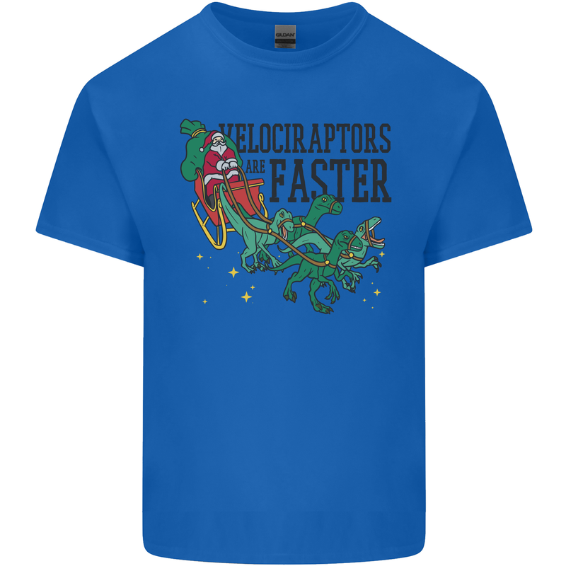 Christmas Velociraptors are Faster Dinosaur Mens Cotton T-Shirt Tee Top Royal Blue