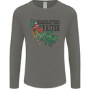 Christmas Velociraptors are Faster Dinosaur Mens Long Sleeve T-Shirt Charcoal