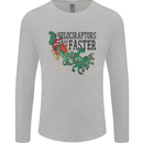 Christmas Velociraptors are Faster Dinosaur Mens Long Sleeve T-Shirt Sports Grey