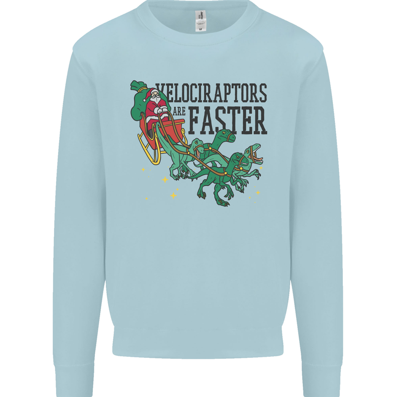 Christmas Velociraptors are Faster Dinosaur Mens Sweatshirt Jumper Light Blue