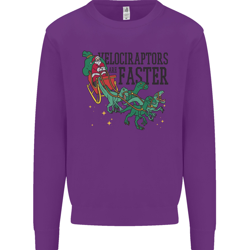 Christmas Velociraptors are Faster Dinosaur Mens Sweatshirt Jumper Purple