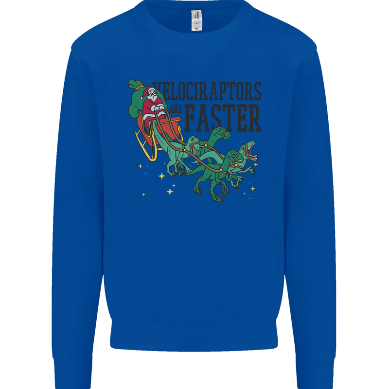 Christmas Velociraptors are Faster Dinosaur Mens Sweatshirt Jumper Royal Blue