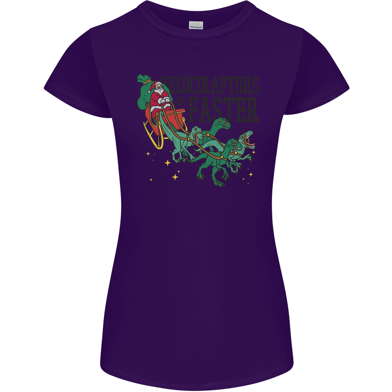 Christmas Velociraptors are Faster Dinosaur Womens Petite Cut T-Shirt Purple