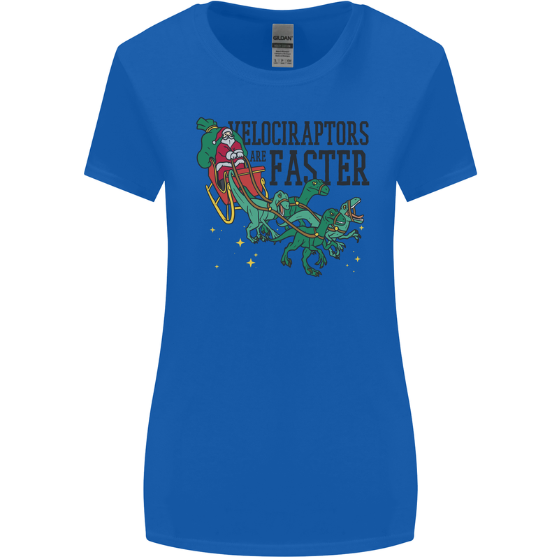 Christmas Velociraptors are Faster Dinosaur Womens Wider Cut T-Shirt Royal Blue