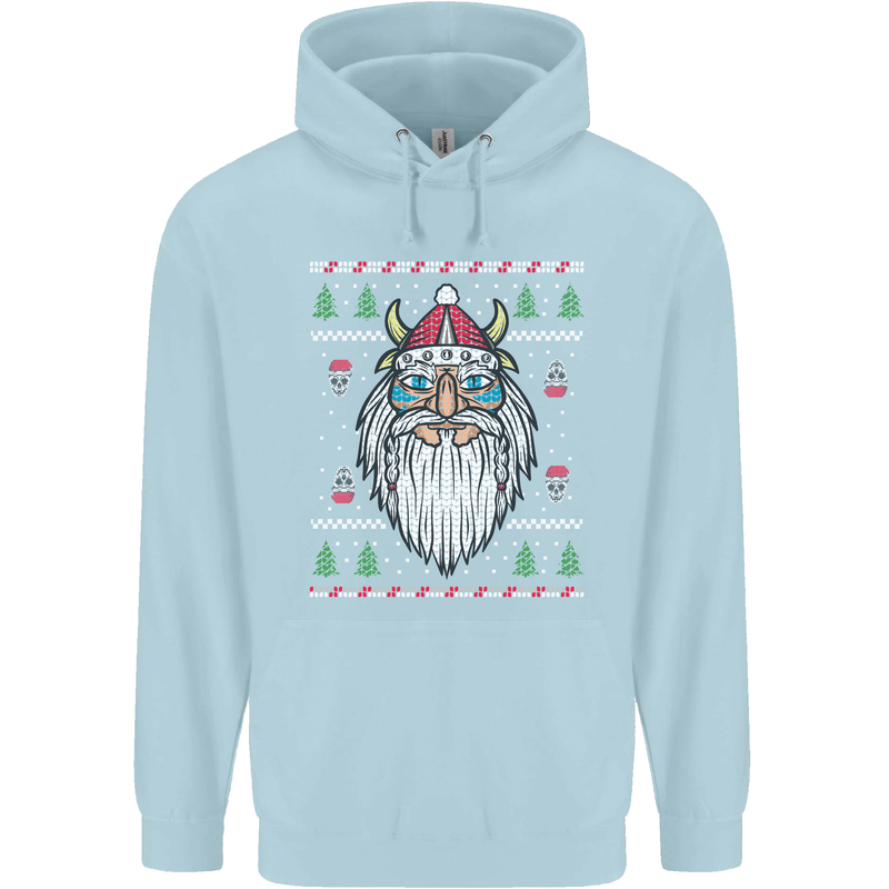 Christmas Viking Funny Thor Odin Valhalla Childrens Kids Hoodie Light Blue