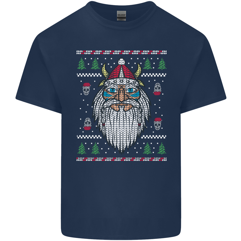 Christmas Viking Funny Thor Odin Valhalla Kids T-Shirt Childrens Navy Blue