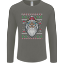 Christmas Viking Funny Thor Odin Valhalla Mens Long Sleeve T-Shirt Charcoal