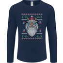 Christmas Viking Funny Thor Odin Valhalla Mens Long Sleeve T-Shirt Navy Blue