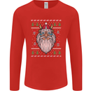 Christmas Viking Funny Thor Odin Valhalla Mens Long Sleeve T-Shirt Red
