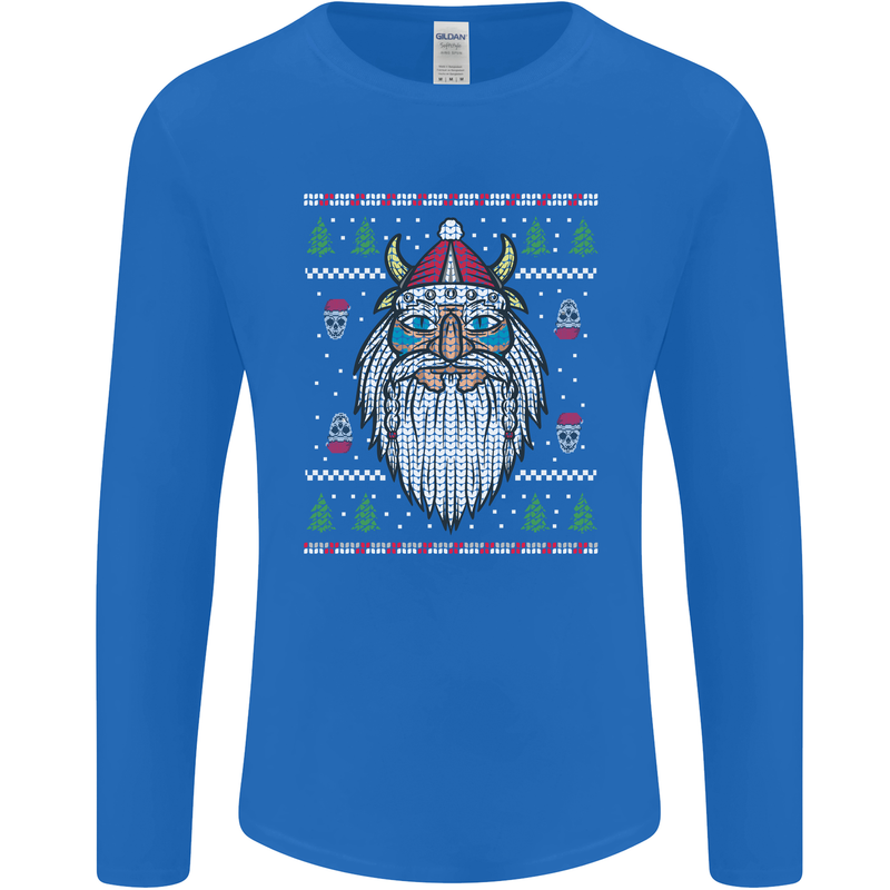 Christmas Viking Funny Thor Odin Valhalla Mens Long Sleeve T-Shirt Royal Blue