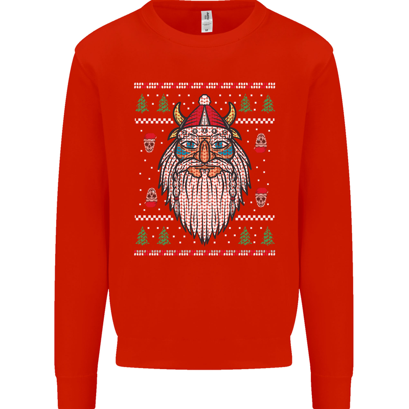 Christmas Viking Funny Thor Odin Valhalla Mens Sweatshirt Jumper Bright Red