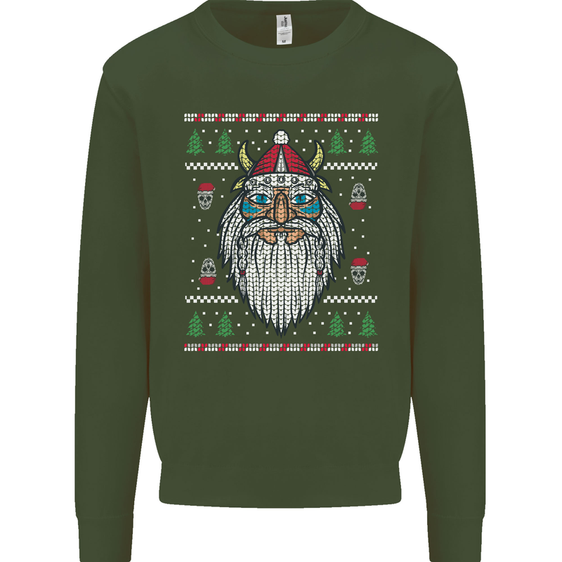 Christmas Viking Funny Thor Odin Valhalla Mens Sweatshirt Jumper Forest Green