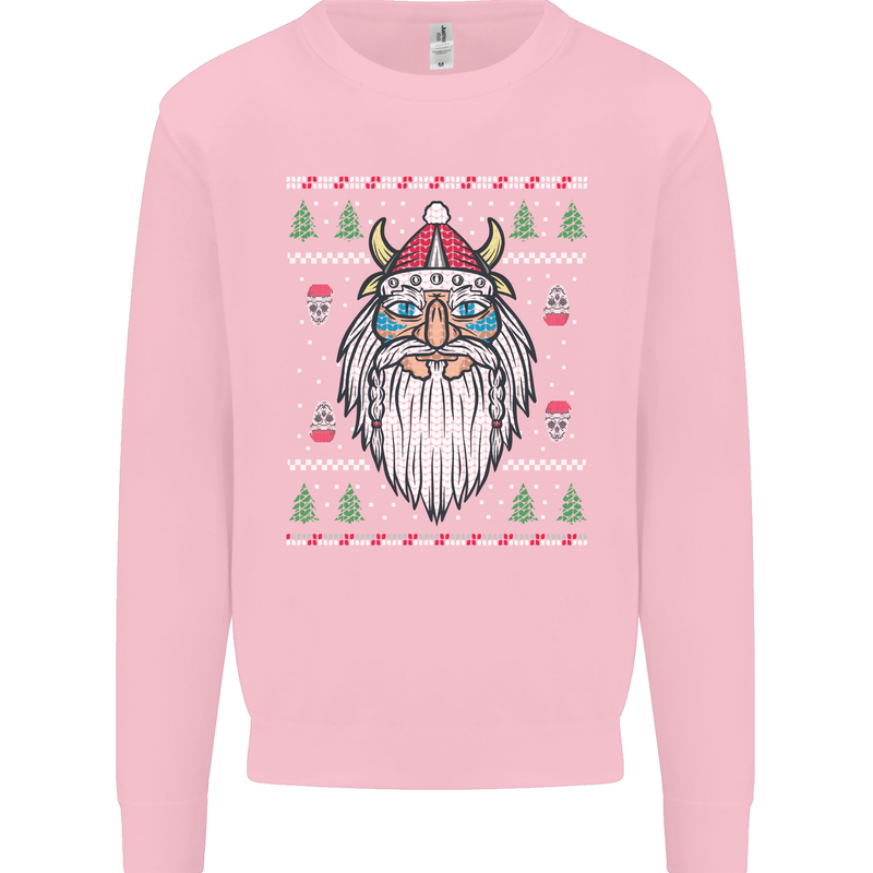 Christmas Viking Funny Thor Odin Valhalla Mens Sweatshirt Jumper Light Pink