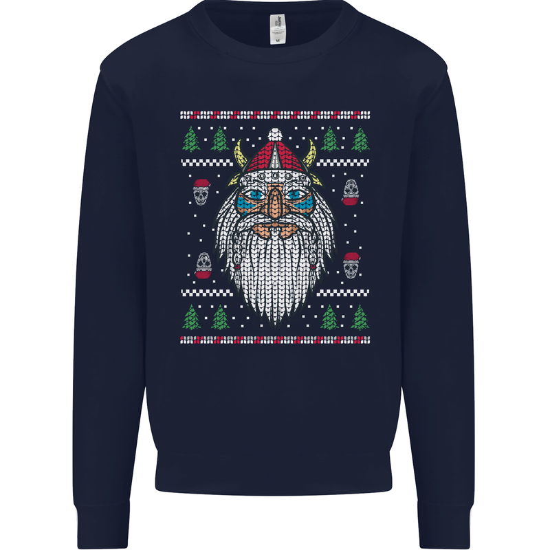 Christmas Viking Funny Thor Odin Valhalla Mens Sweatshirt Jumper Navy Blue
