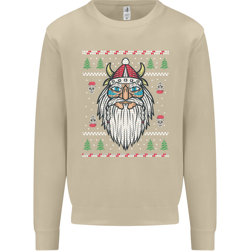 Christmas Viking Funny Thor Odin Valhalla Mens Sweatshirt Jumper Sand