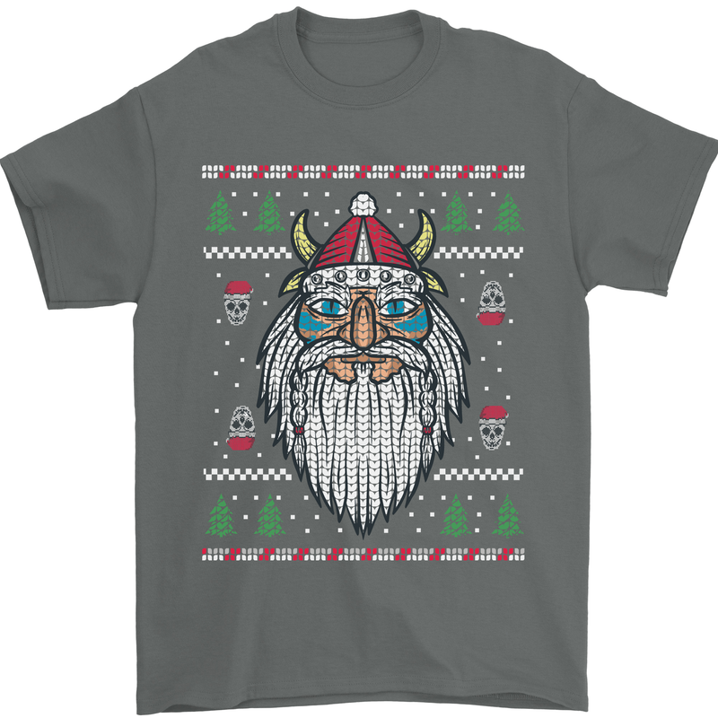 Christmas Viking Funny Thor Odin Valhalla Mens T-Shirt Cotton Gildan Charcoal