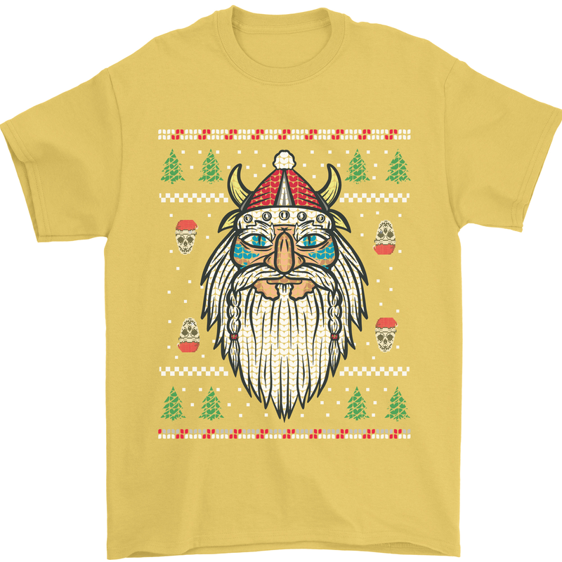 Christmas Viking Funny Thor Odin Valhalla Mens T-Shirt Cotton Gildan Yellow