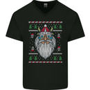 Christmas Viking Funny Thor Odin Valhalla Mens V-Neck Cotton T-Shirt Black