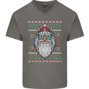 Christmas Viking Funny Thor Odin Valhalla Mens V-Neck Cotton T-Shirt Charcoal