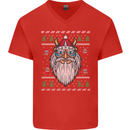 Christmas Viking Funny Thor Odin Valhalla Mens V-Neck Cotton T-Shirt Red
