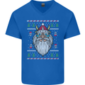 Christmas Viking Funny Thor Odin Valhalla Mens V-Neck Cotton T-Shirt Royal Blue