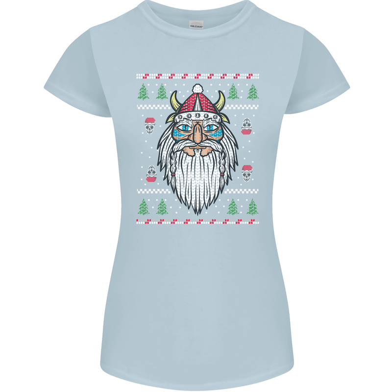 Christmas Viking Funny Thor Odin Valhalla Womens Petite Cut T-Shirt Light Blue