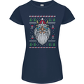 Christmas Viking Funny Thor Odin Valhalla Womens Petite Cut T-Shirt Navy Blue