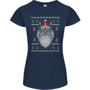 Christmas Viking Funny Thor Odin Valhalla Womens Petite Cut T-Shirt Navy Blue