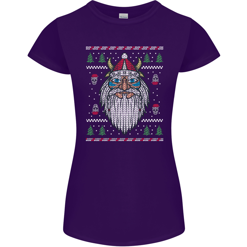 Christmas Viking Funny Thor Odin Valhalla Womens Petite Cut T-Shirt Purple