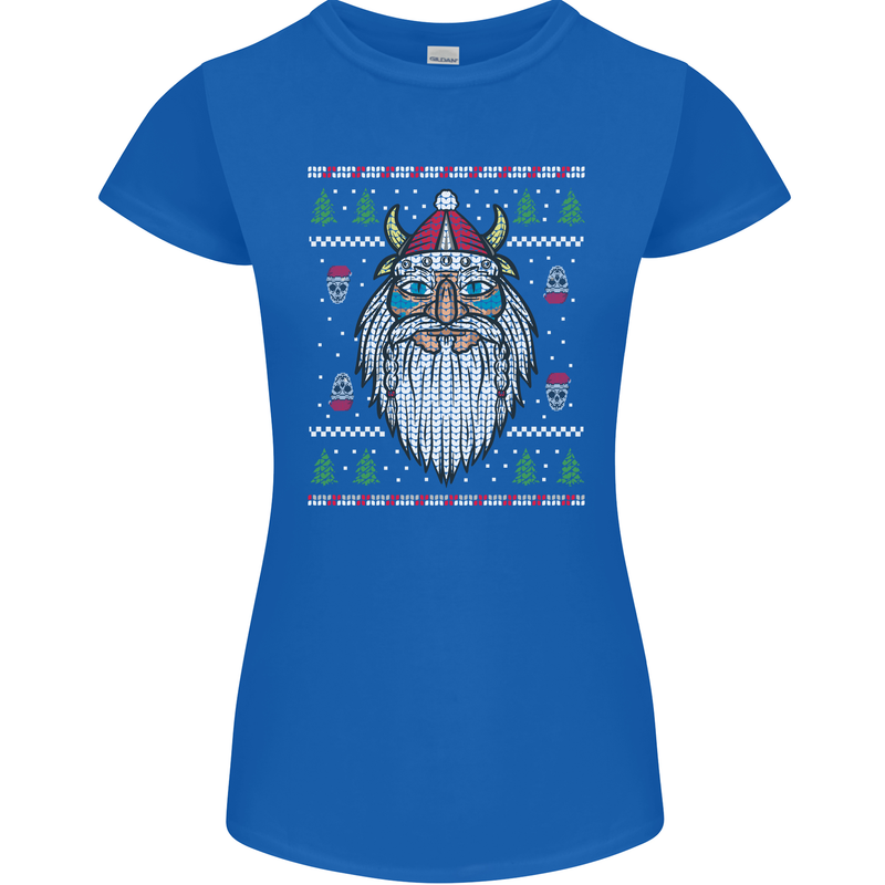 Christmas Viking Funny Thor Odin Valhalla Womens Petite Cut T-Shirt Royal Blue