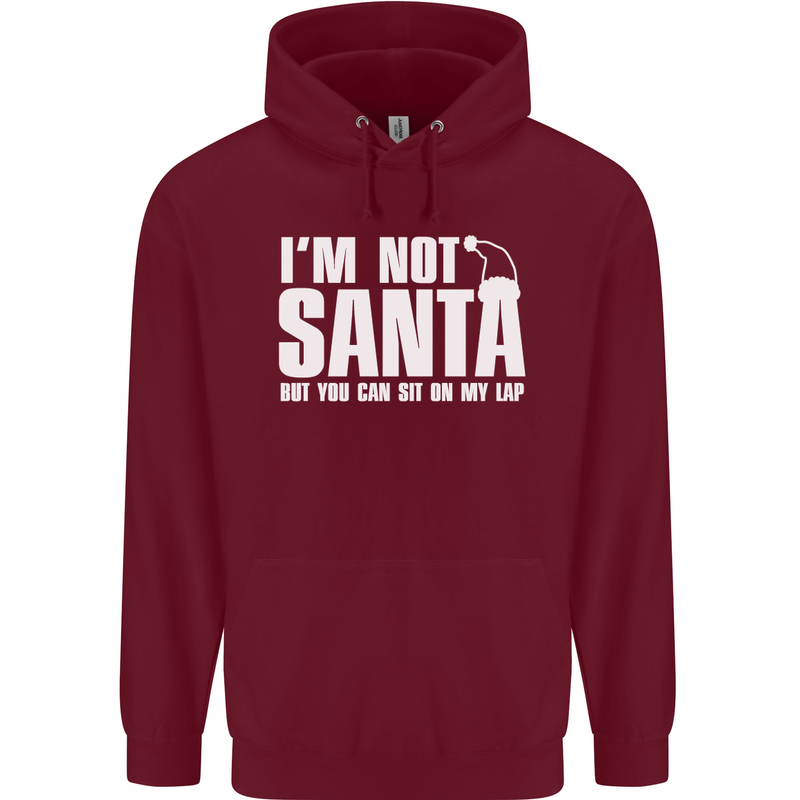 Christmas You Can Sit on My Lap Funny Mens 80% Cotton Hoodie Maroon
