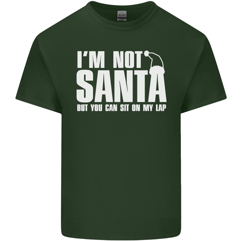 Christmas You Can Sit on My Lap Funny Mens Cotton T-Shirt Tee Top Forest Green