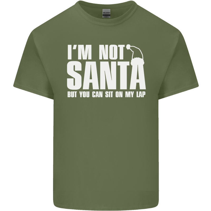 Christmas You Can Sit on My Lap Funny Mens Cotton T-Shirt Tee Top Military Green